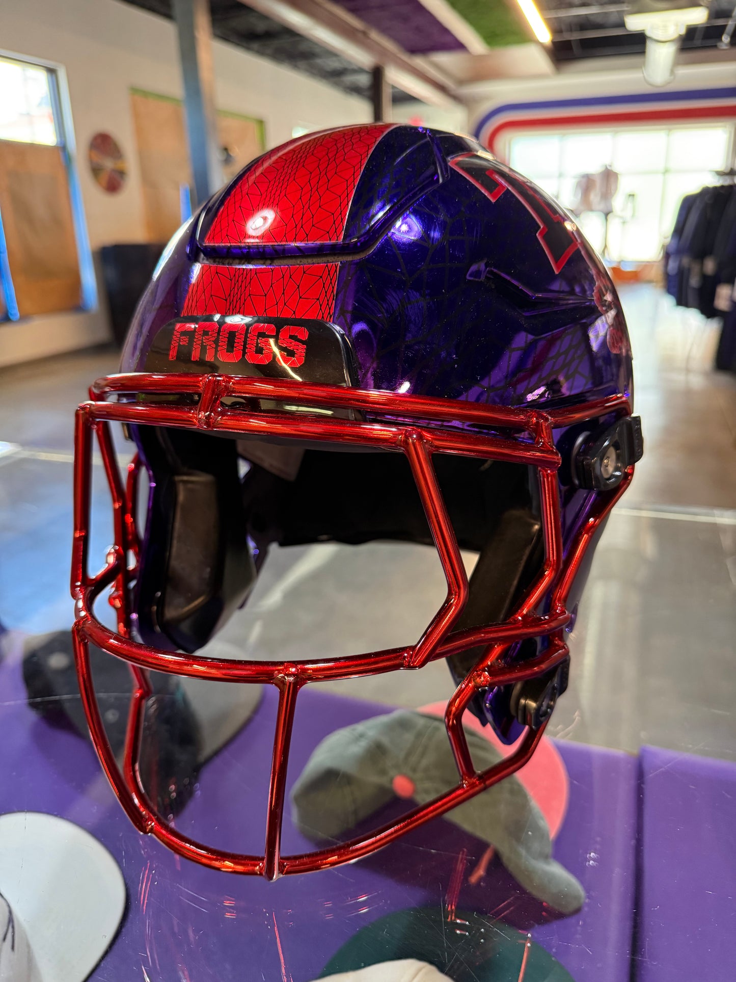 Blood Frog All Chrome TCU Football Game Worn Authentic Helmet