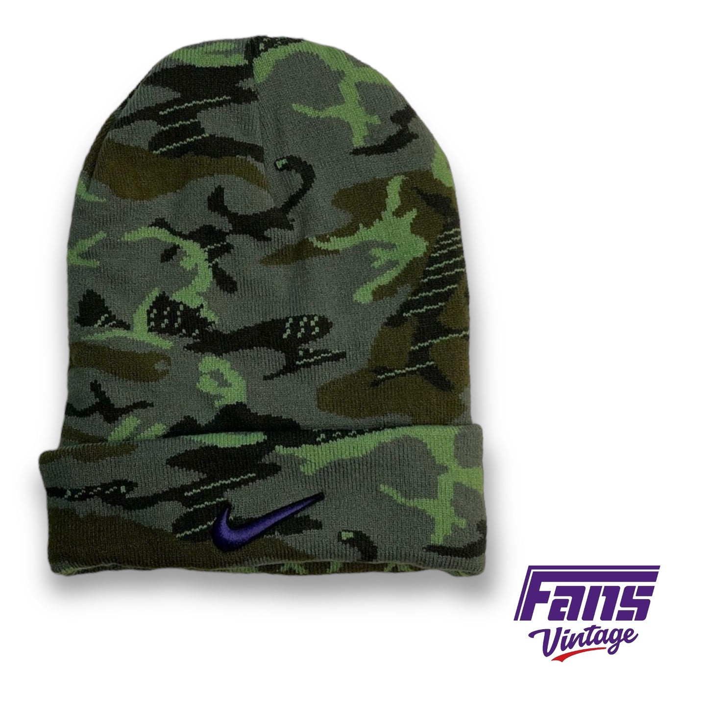 EPIC TCU Team Issued Bright Camo Beanie by Nike - Sick Patches on both sides!