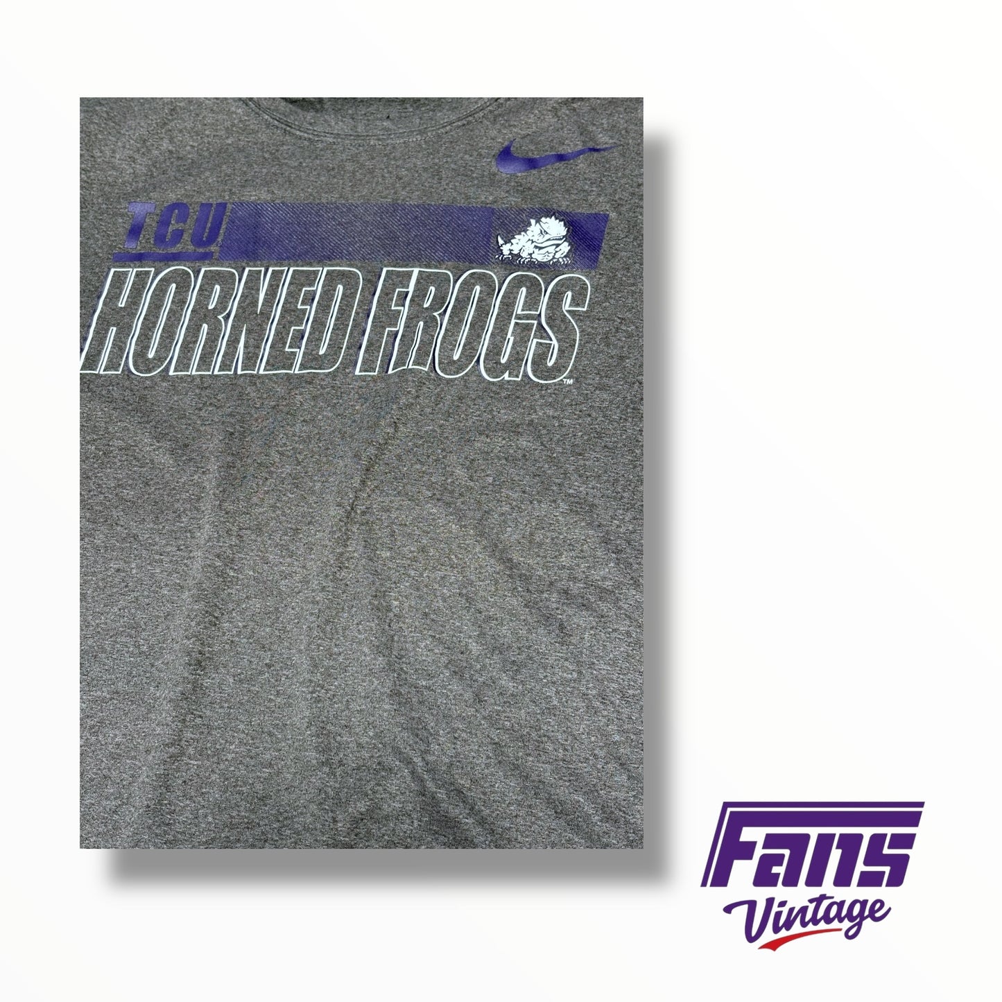 TCU Nike Team Issued Horned Frogs Static Gray Drifit Training Shirt