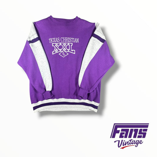 Vintage 90s TCU Purple & Gray Crewneck