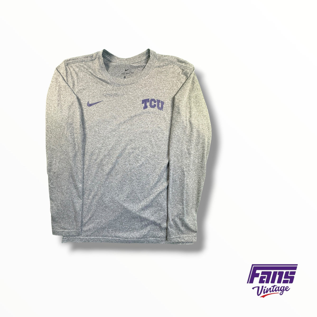 TCU Nike Team Issued Long Sleeve Shirt - Static Gray DriFit
