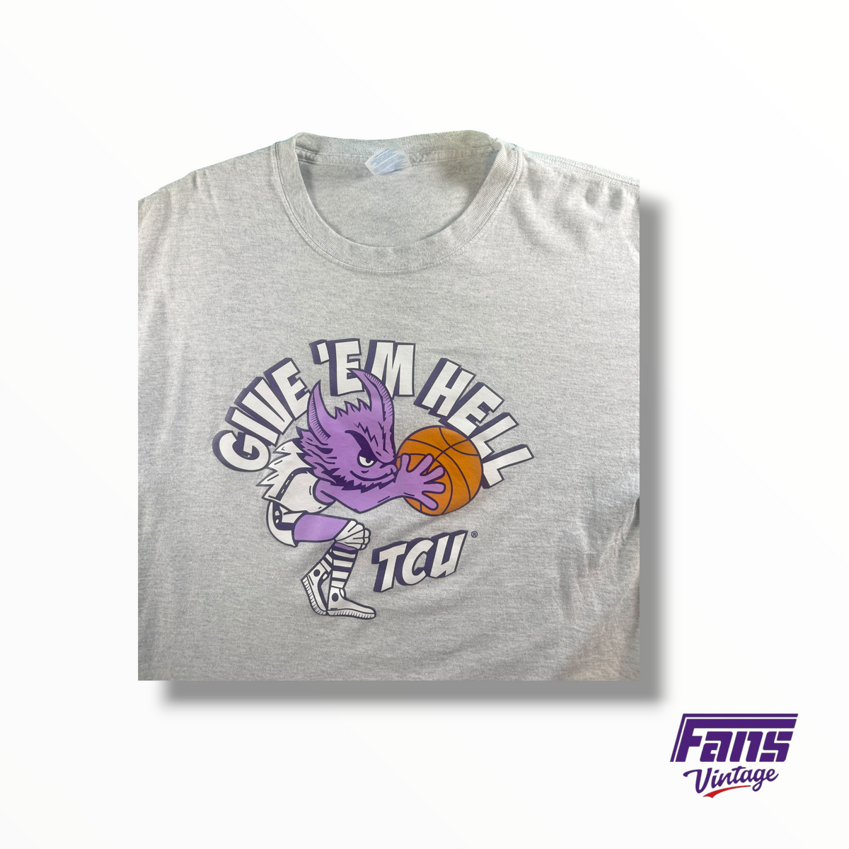 TCU Basketball Team Custom “Give Em Hell” Tee with Throwback Frog Logo