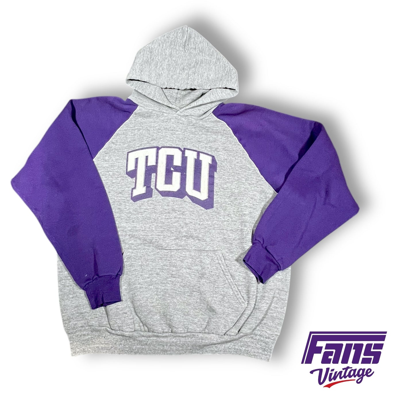 Vintage TCU Hoodie - 80s Baseball Style Raglan Stitch!