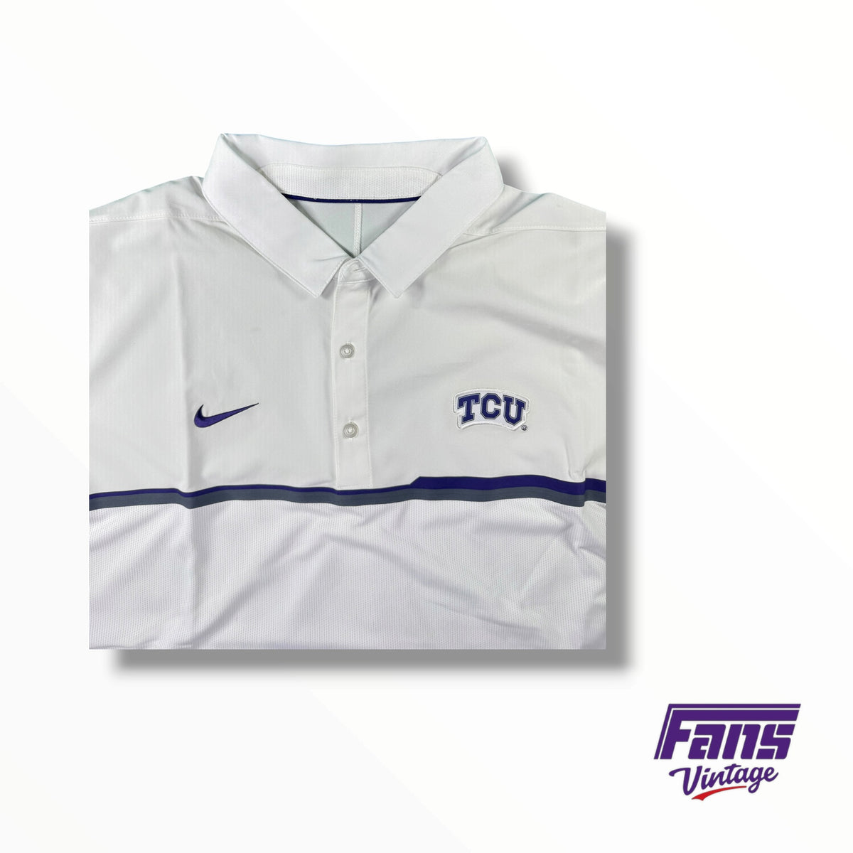 TCU Football Sideline Whiteout Dri-Fit Polo