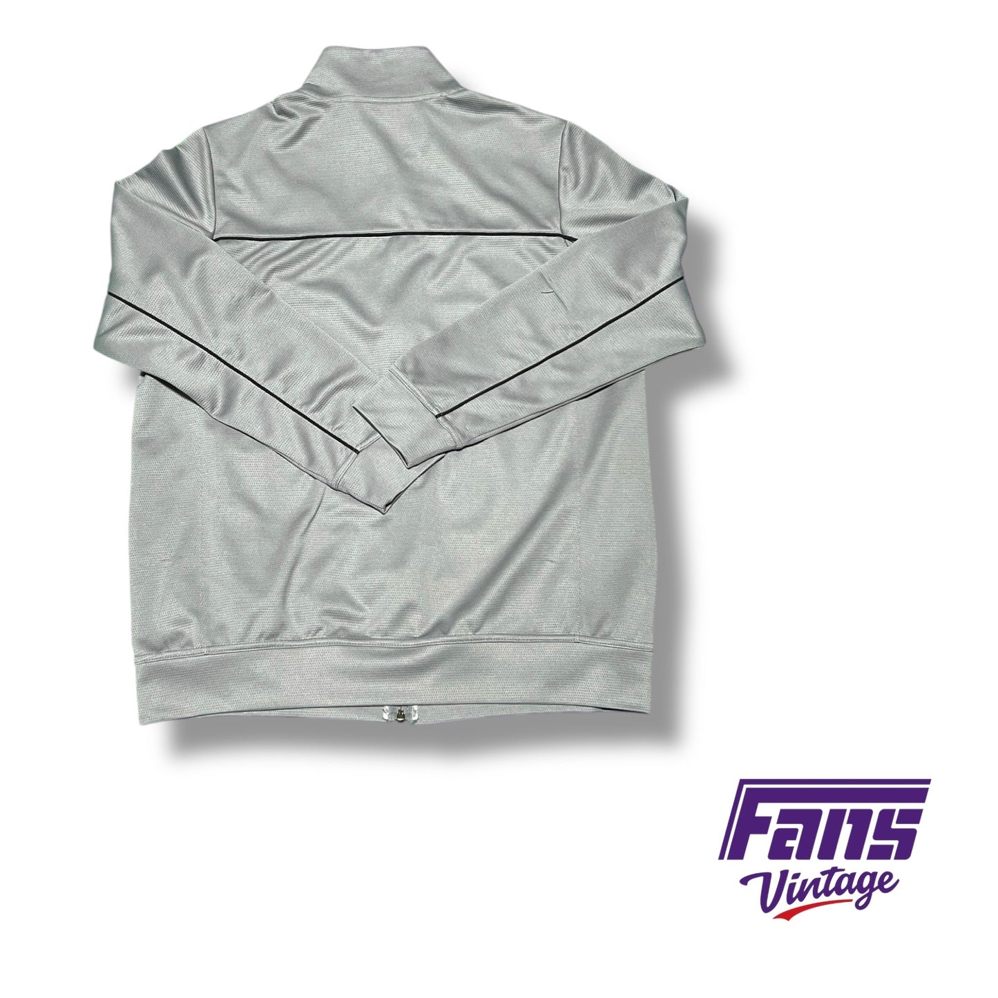 TCU Nike team-issued premium woven full zip jacket - Light Gray with Horned Frog Logo
