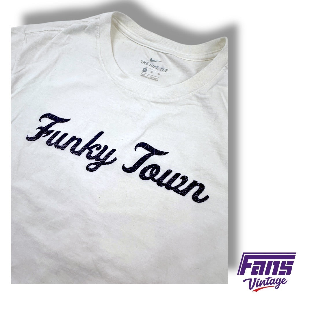 TCU Team Custom Nike “Funky Town” Whiteout Tee with Purple Frogskin Logo