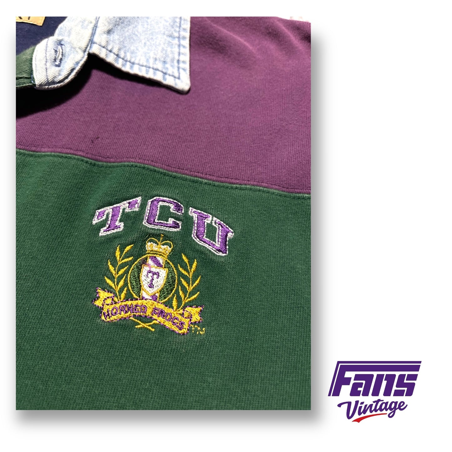 Awesome 90s Vintage TCU Rugby Style Polo