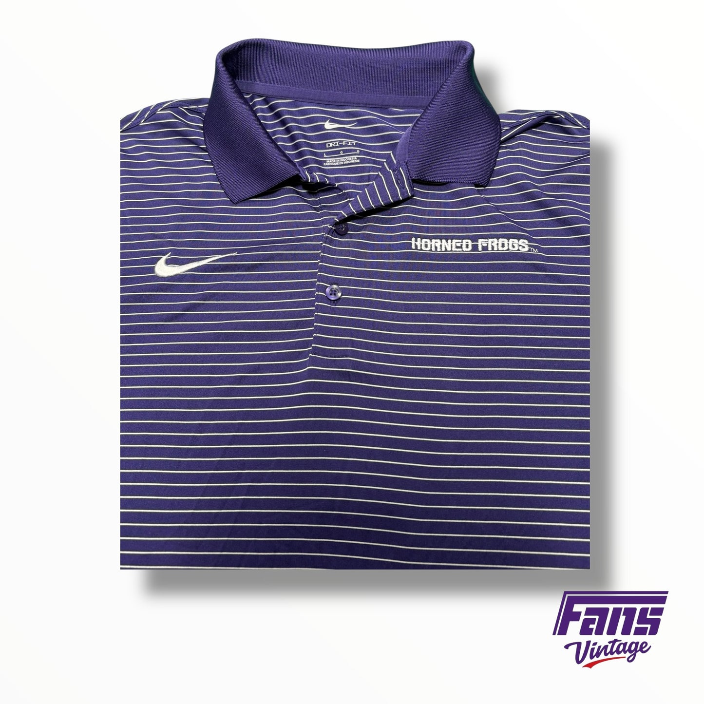 TCU Nike Team Issued Striped Polo
