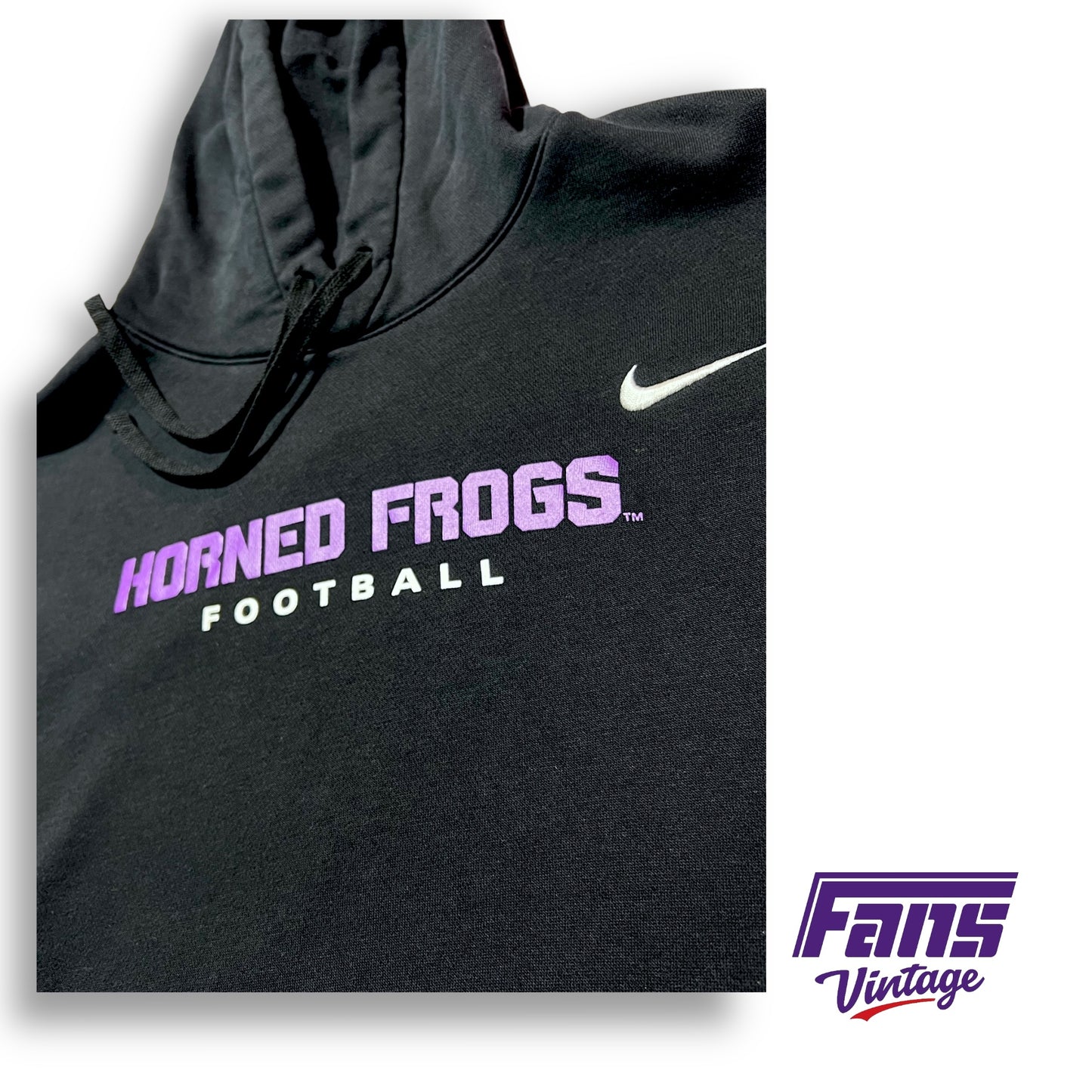 RARE - TCU Football Team Exclusive Premium Nike Sportswear Hoodie “Horned Frogs Football” two color graphic