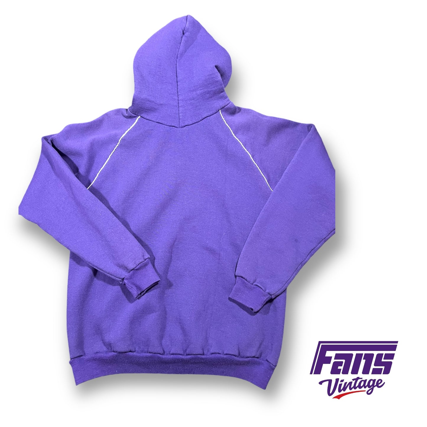 RARE - 1980s Vintage TCU Hoodie Sweatshirt with Centennial Font Logo and Throwback Frog - Piped Raglan Detailing!