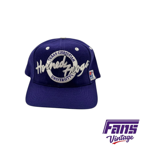 GRAIL Vintage TCU Horned Frogs ‘The Game’ Circle Logo Sample snapback - Coach’s Sideline TV Hat (Collector’s Item)