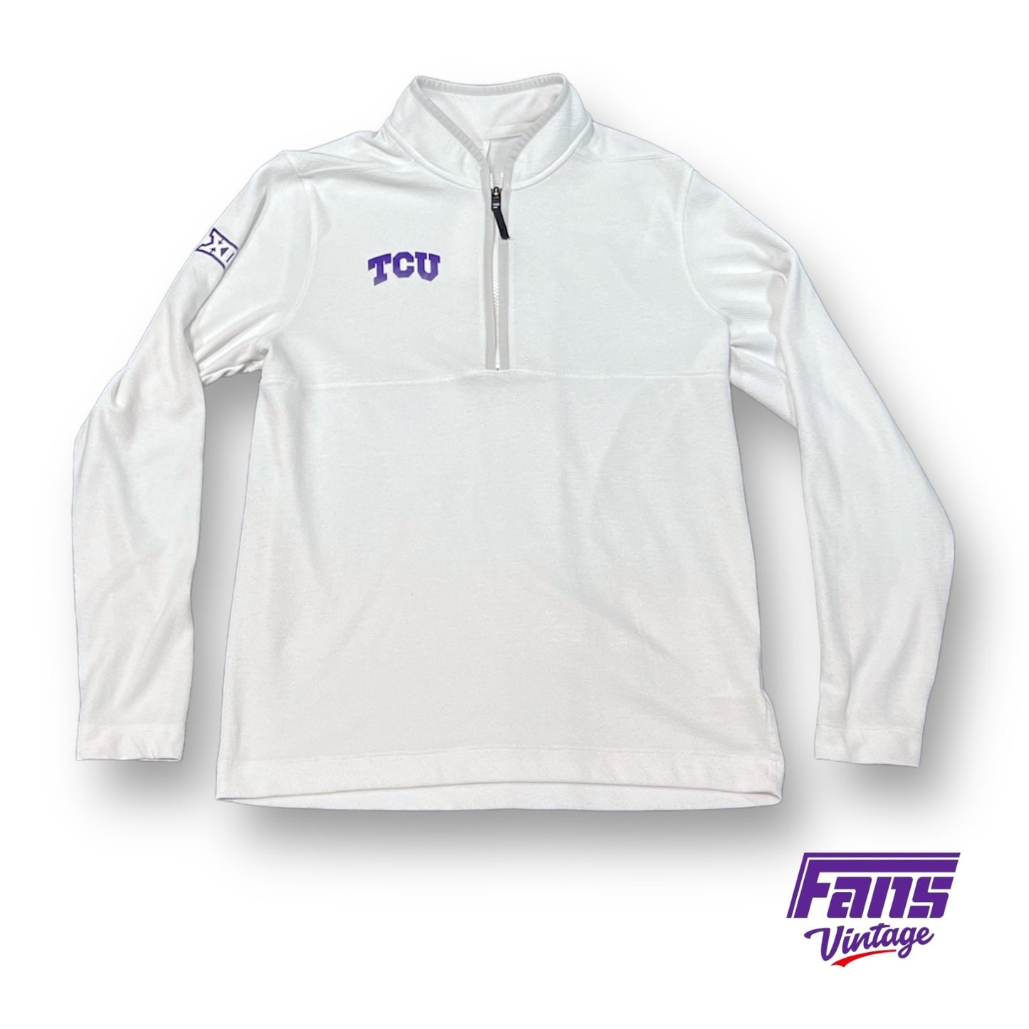 Wow! TCU Team Exclusive Ultra Soft Frosty White Lightweight Fleece Feel Quarterzip Pullover