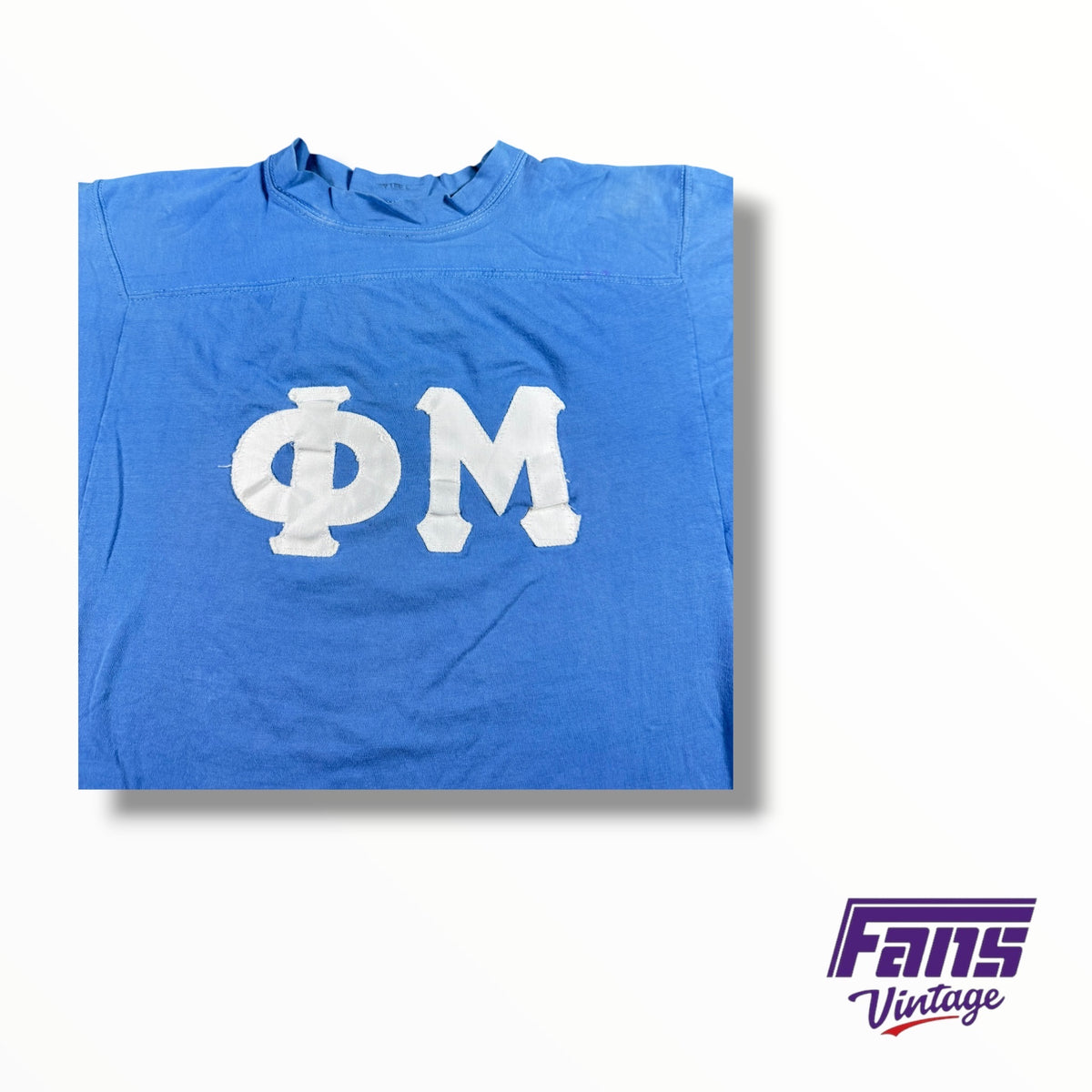 Vintage 70s Sorority Phi Mu Jersey Style Stitched Letters Tee