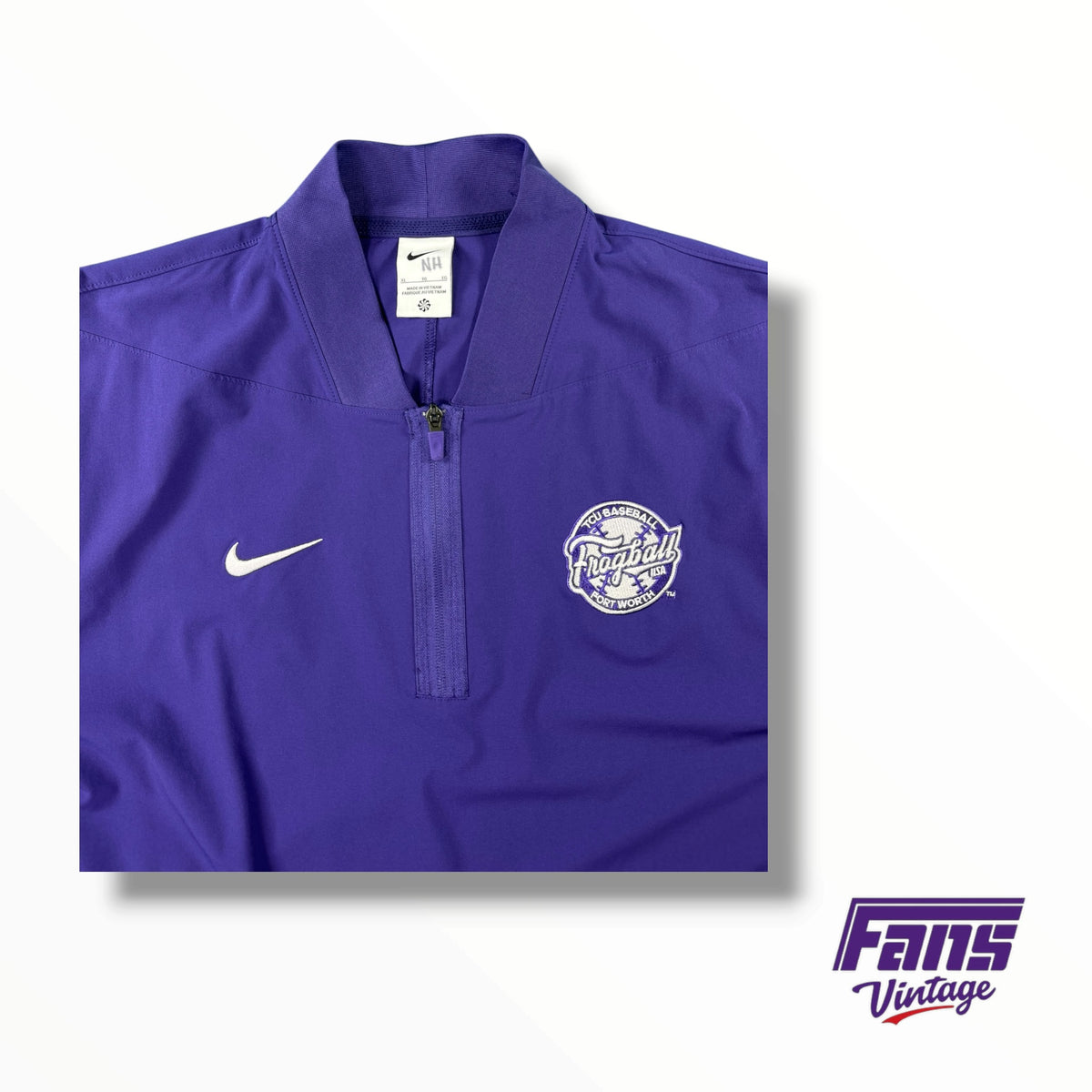 TCU ‘Frogball USA’ Team Issue Baseball Premium Matte Quarter Zip Short Sleeve Dugout Jacket