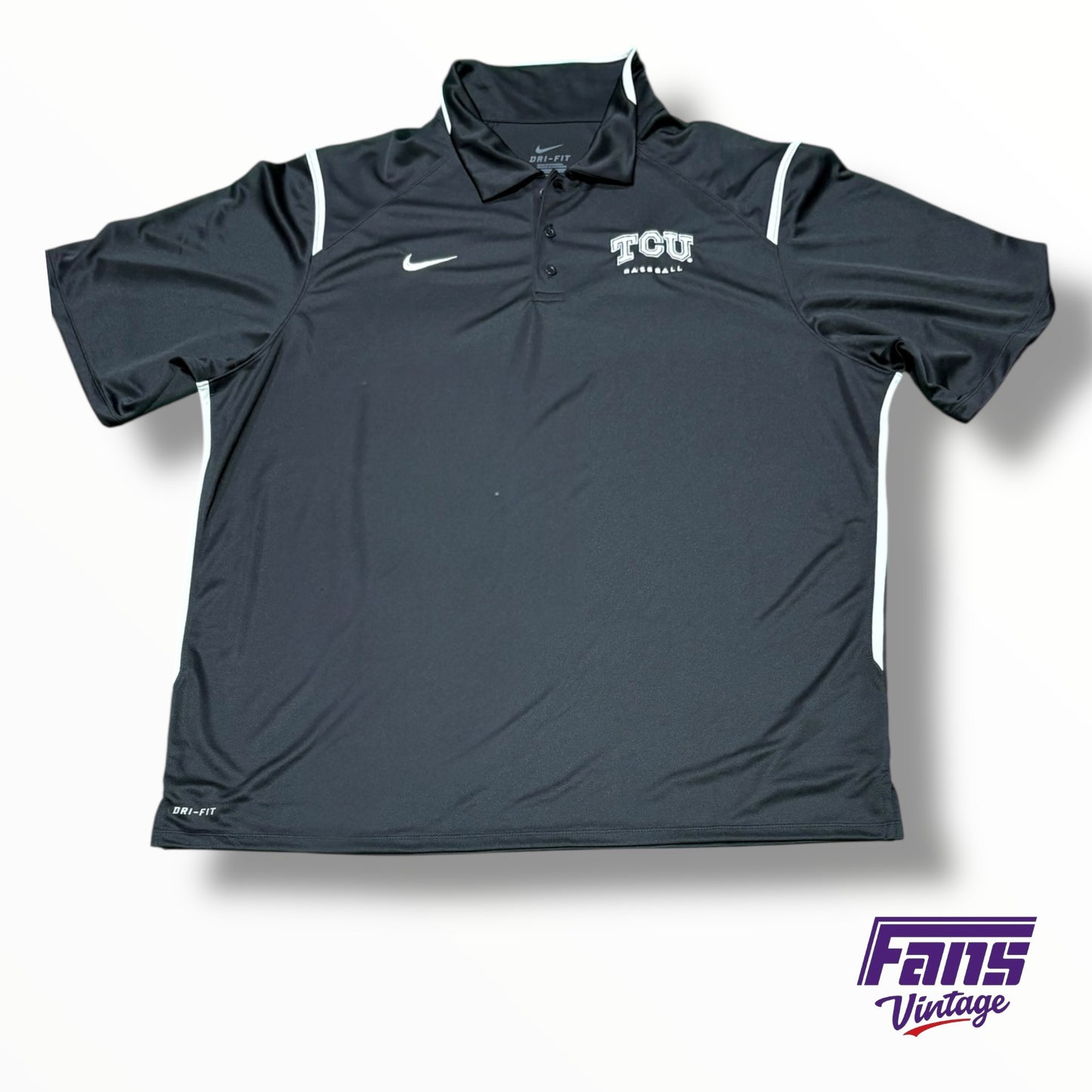 TCU Baseball Nike team issued black polo