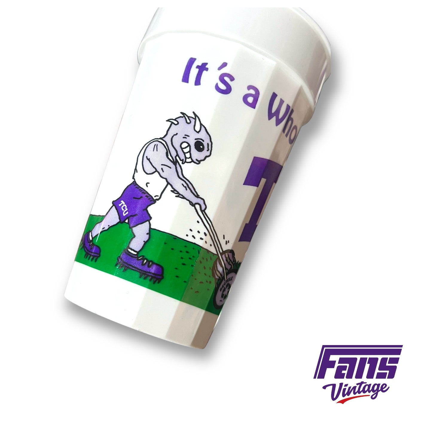 RARE Vintage 90s TCU Stadium Cup Set - feat. CREEPTASTIC SuperFrog mowing down SWC Rival Mascots