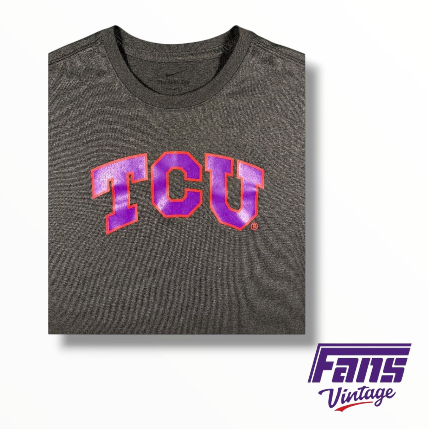 TCU Nike Team Issued Anthracite Gray ‘Spit Blood’ Logo Tee