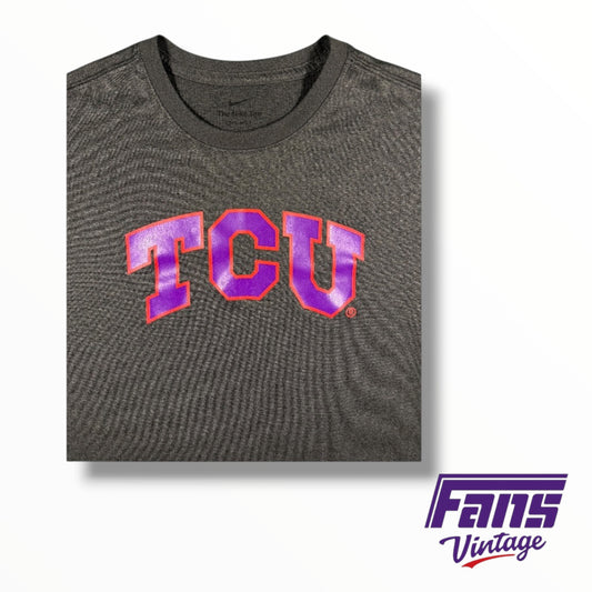 TCU Nike Team Issued Anthracite Gray ‘Spit Blood’ Logo Tee