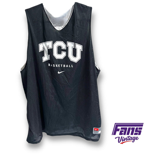 Nike TCU Basketball Team Issued throwback style mesh practice jersey - Reversible BLACKOUT / WHITEOUT Ready!