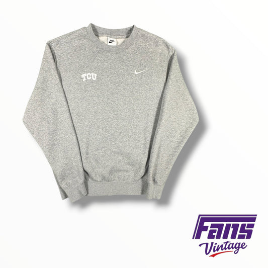 TCU Nike Team Issued Embroidered Gray Crewneck