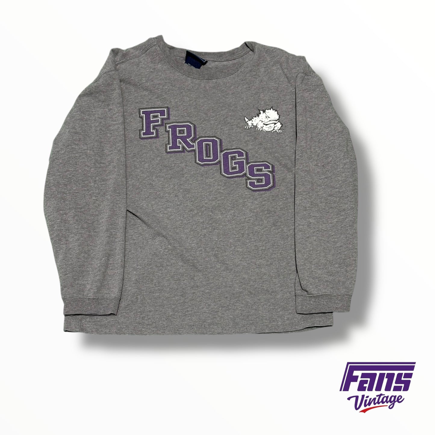 Vintage TCU long sleeve stair step print “Frogs” long sleeve shirt