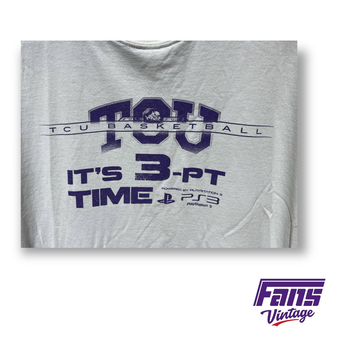 Awesome Y2K Style Vintage TCU Basketball PS3 PlayStation promo tee