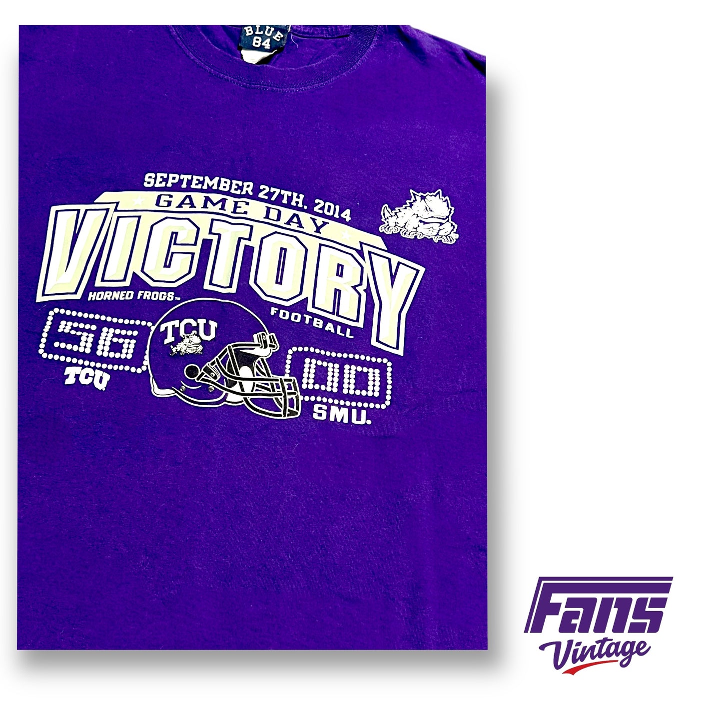 Vintage TCU Football 2014 BLOWOUT Victory vs SMU Iron Skillet Game Tee
