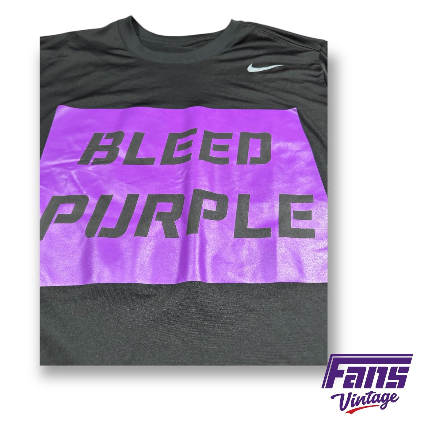 RARE - TCU Football Team Exclusive Player Issue Custom “Bleed Purple” Nike Drifit ‘Move To Zero’ Training Tee