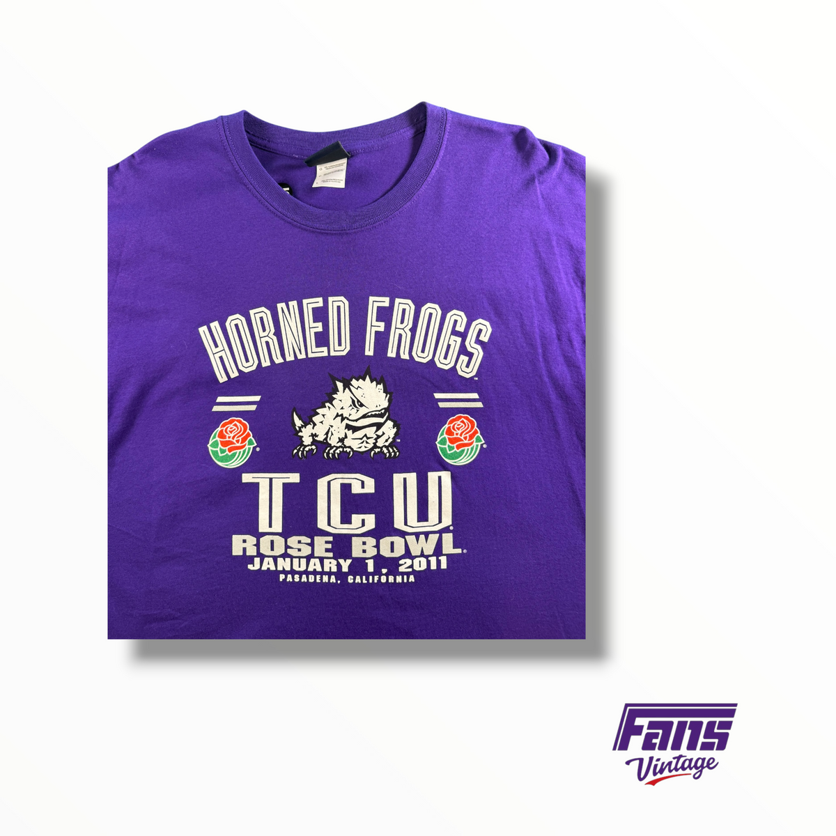 Vintage TCU Rose Bowl Purple Horned Frogs Double Logo Tee