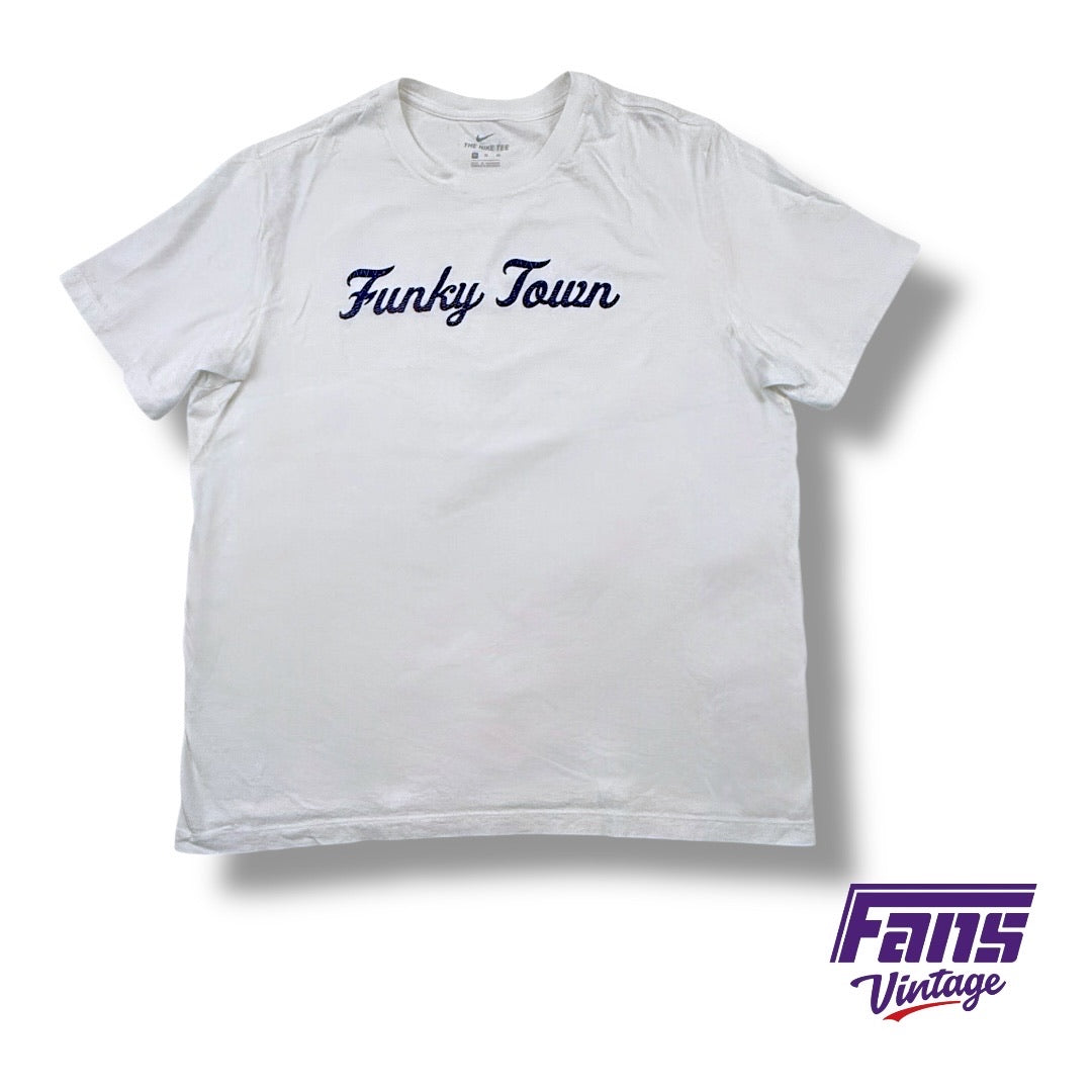 TCU Team Custom Nike “Funky Town” Whiteout Tee with Purple Frogskin Logo