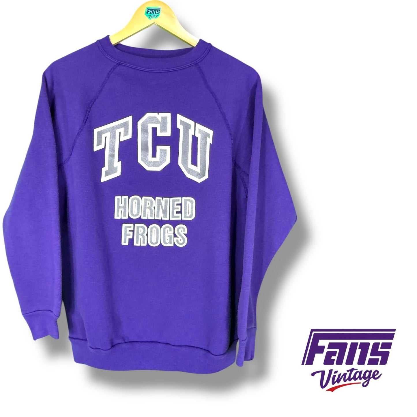 TCU Vintage 1980s Raglan Sleeve Sweatshirt with awesome oversized print!