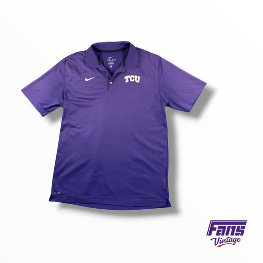 TCU Team Issued Nike Drifit Polo with outline logo