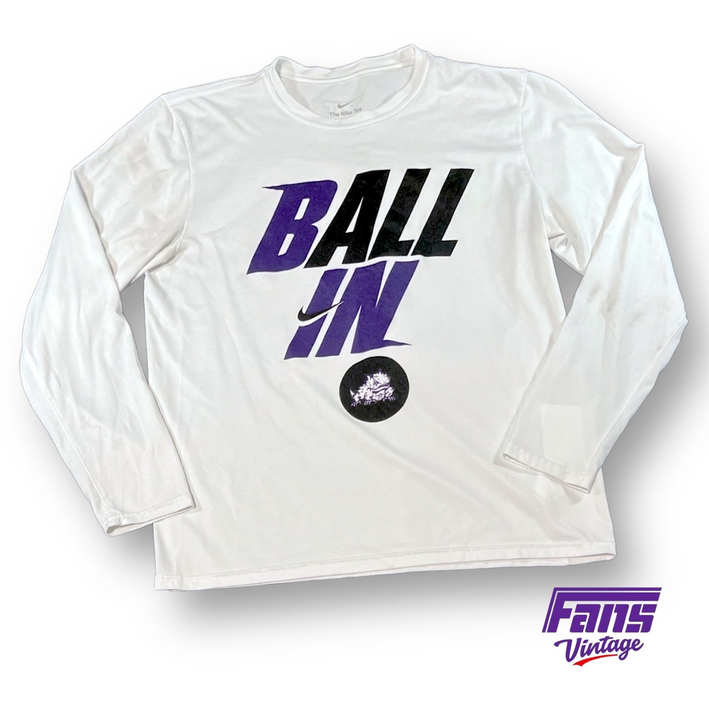 TCU Basketball Player Issue March Madness “BALL IN” Nike Warmup Shirt