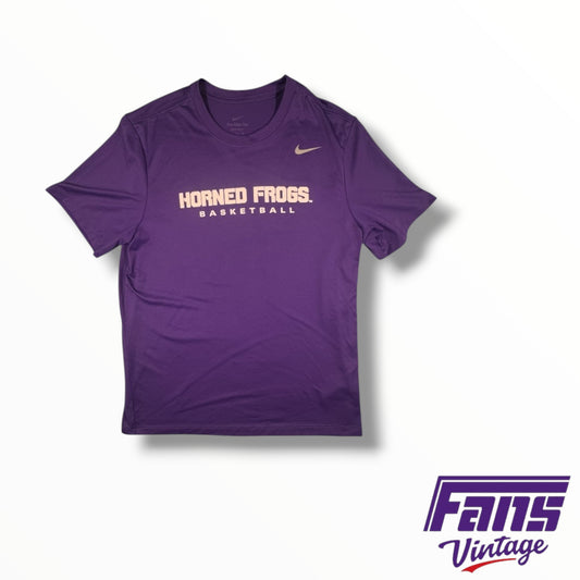 Team-Issued Nike Purple TCU Basketball Shirt with Horned Frogs Logo on Front