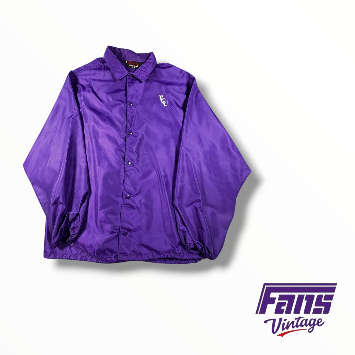 Vintage TCU 1970s Windbreaker Style Button Up Coach’s Sideline Jacket