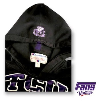 RARE - Vintage TCU Hoodie with insane double sided giant patch logos!