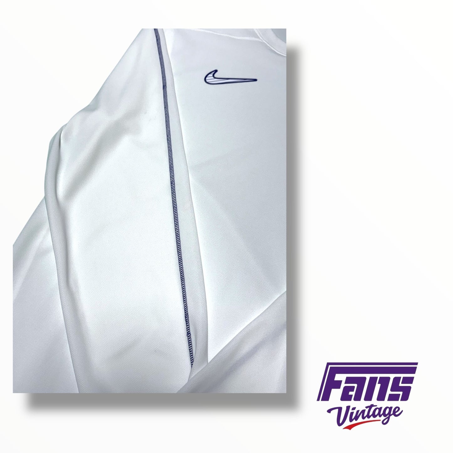 TCU Football Nike Team Issued UPF 40+ Woven Lightweight Long Sleeve Whiteout Shirt
