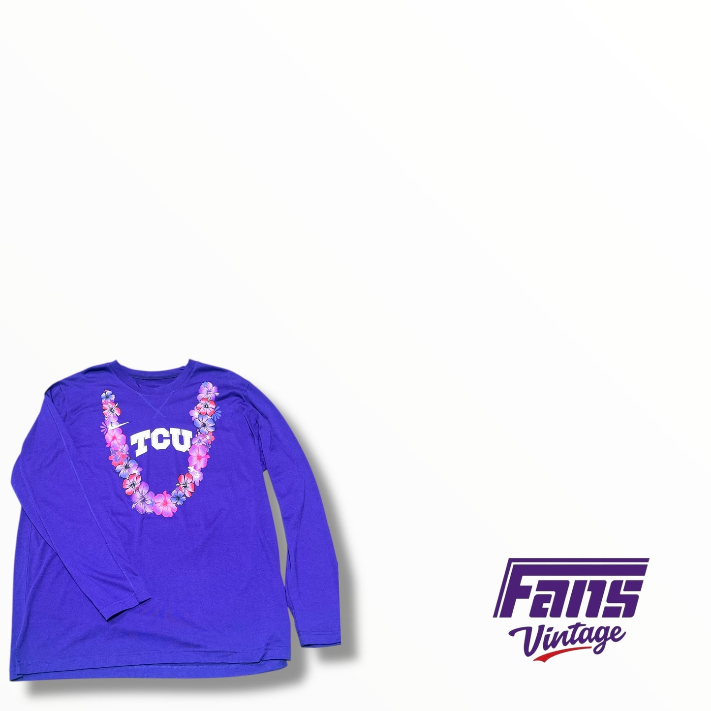 TCU Nike Team Issued Hawaii Tournament Custom Lei Shooting Long Sleeve  Shirt ￼