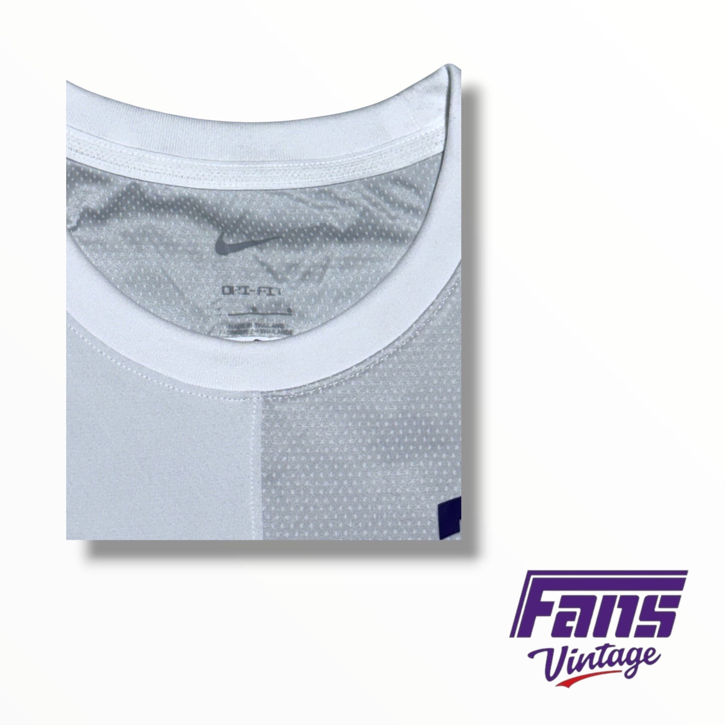 TCU Nike Team Issued Premium Drifit Long Sleeve Shirt with white & gray color block design