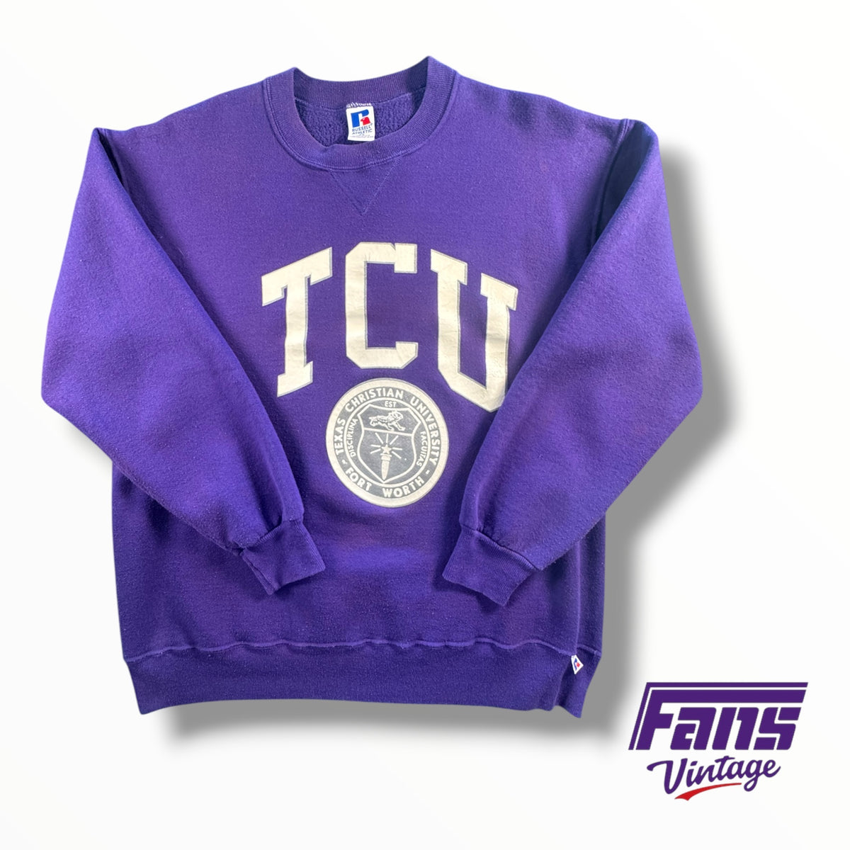 Vintage TCU 90s RARE School Seal Logo Crewneck Sweater