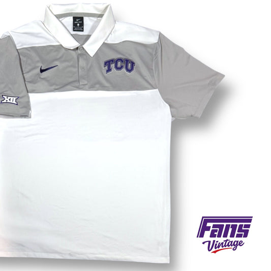 TCU Team Issue Coach’s Sideline Nike Polo with awesome metallic logo patch