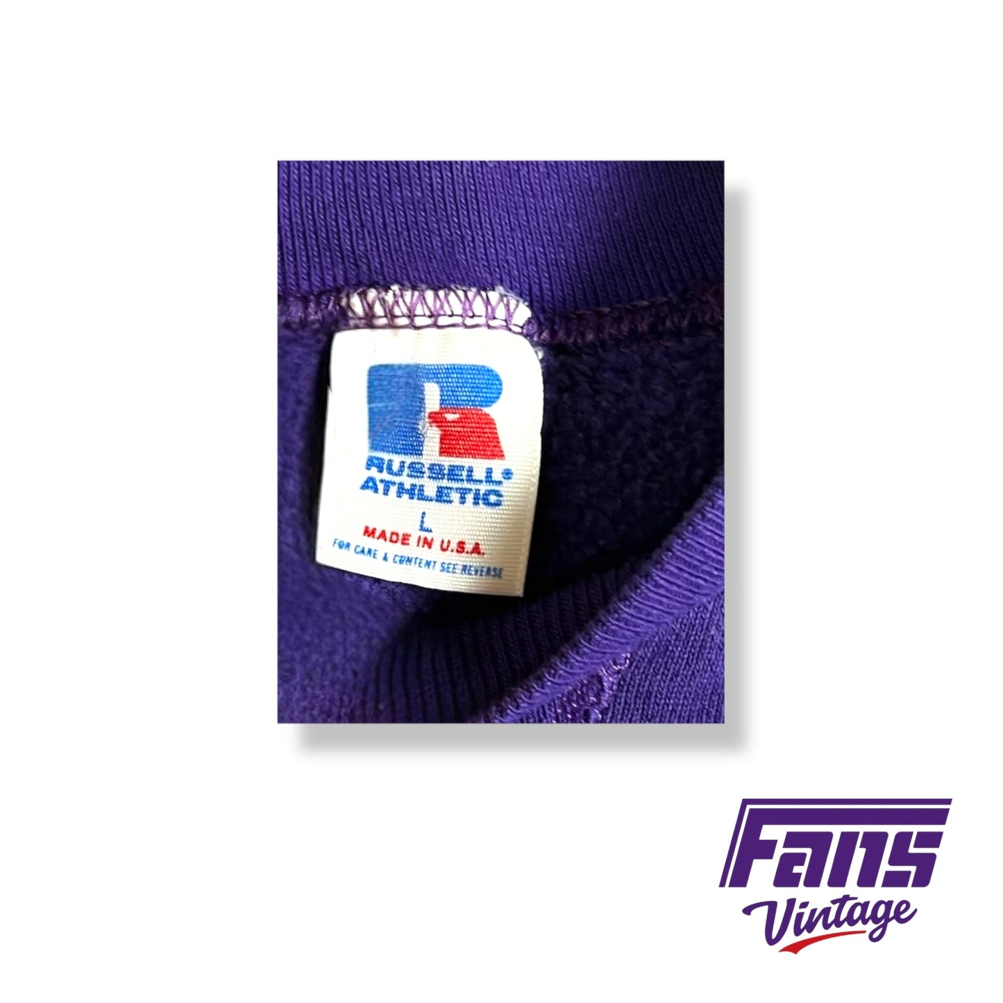 RARE - Vintage TCU crewneck sweater with oversized school seal “banned” retail logo graphic
