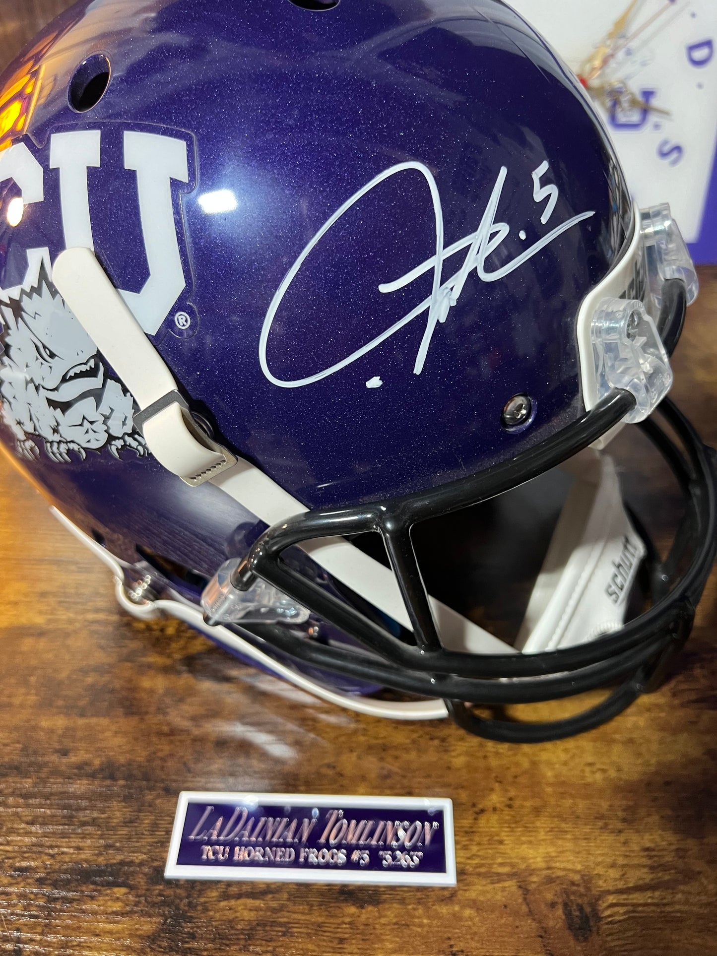 Autographed TCU LaDainian Tomlinson Full Size Football Helmet with COA