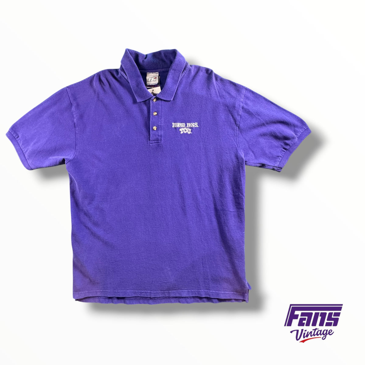 Vintage 90s TCU Embroidered Horned Frogs Polo
