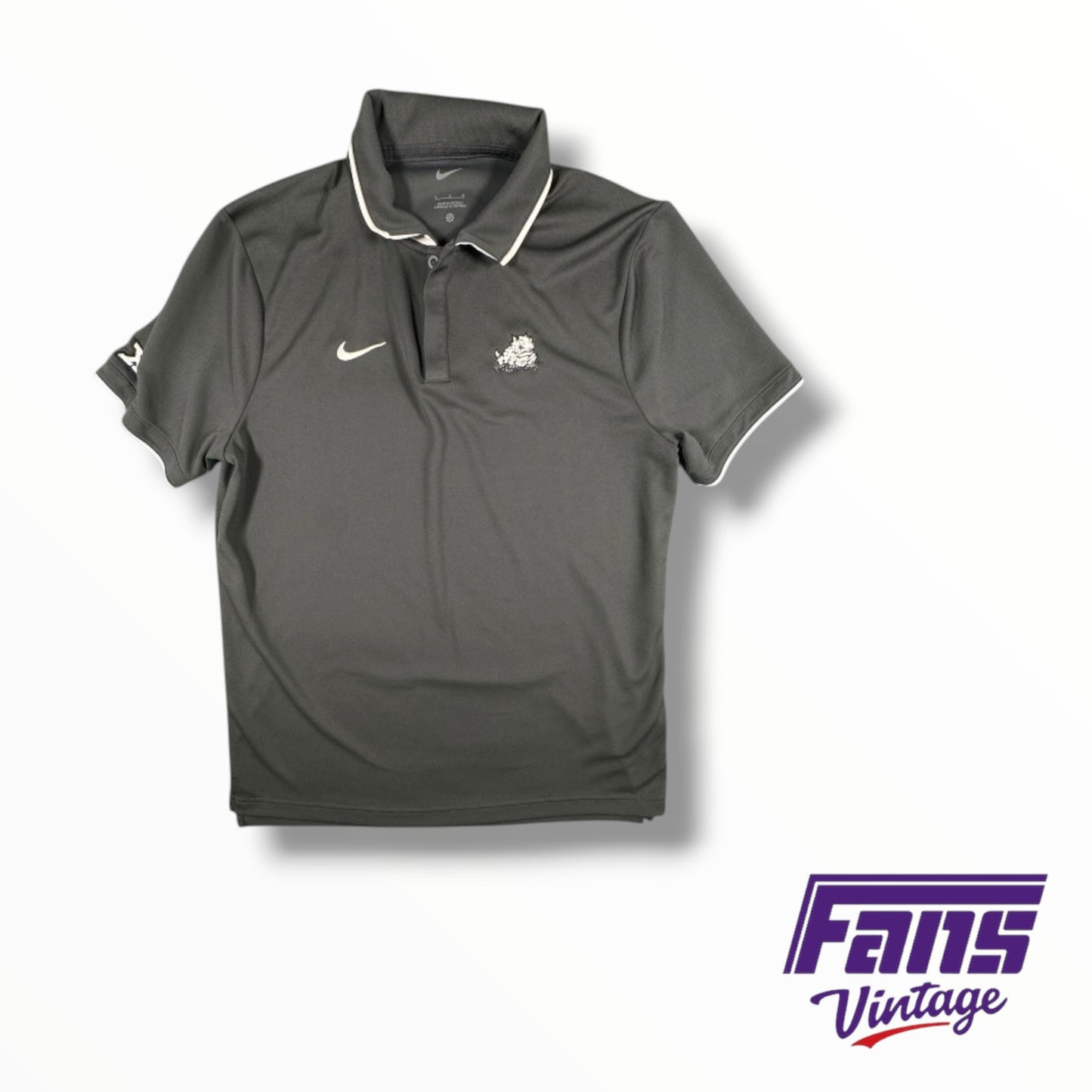 TCU Football Nike Team Issued Dark Anthracite Gray Polo