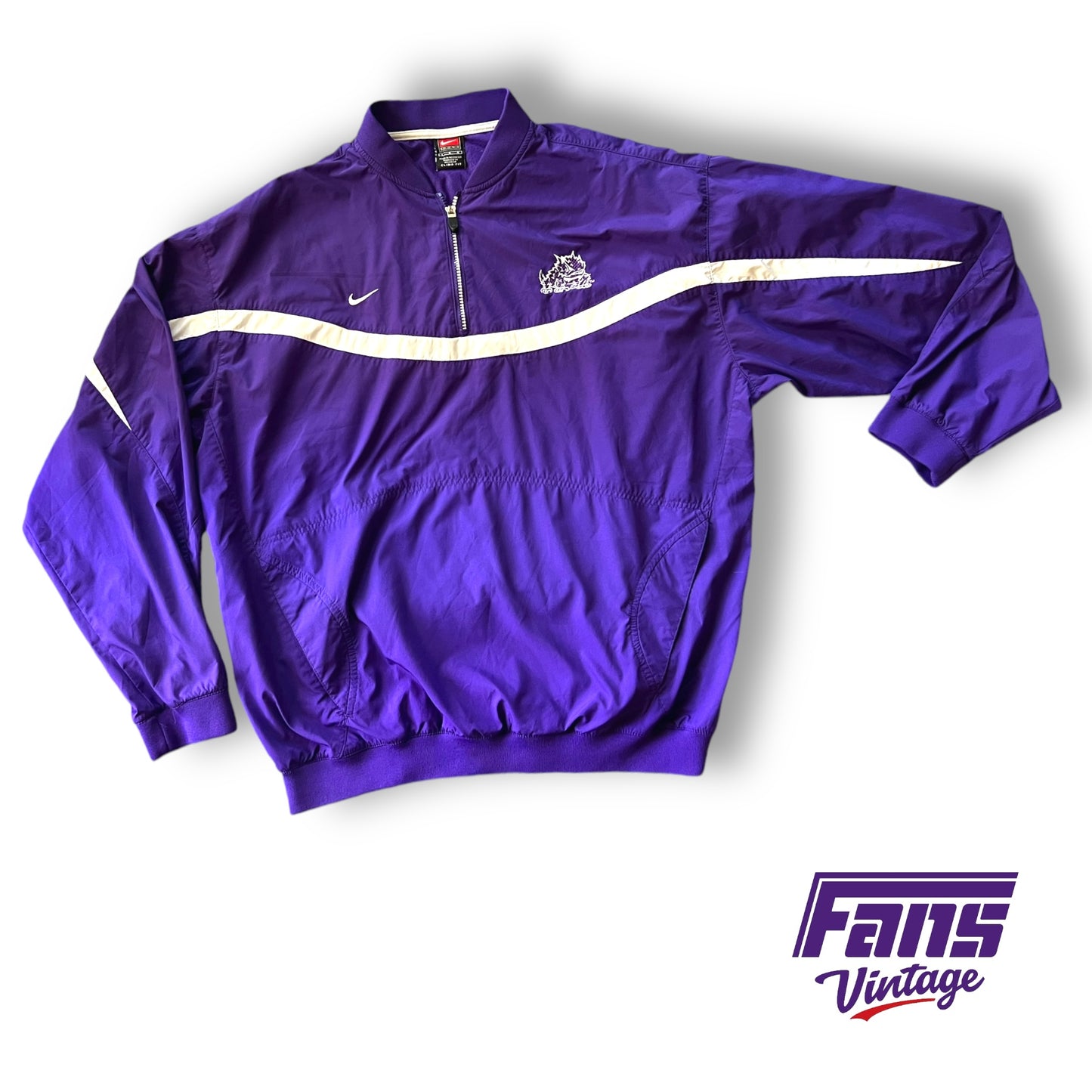 Sick Y2K Vintage TCU Team Issue Nike Quarterzip Pullover with insane details!