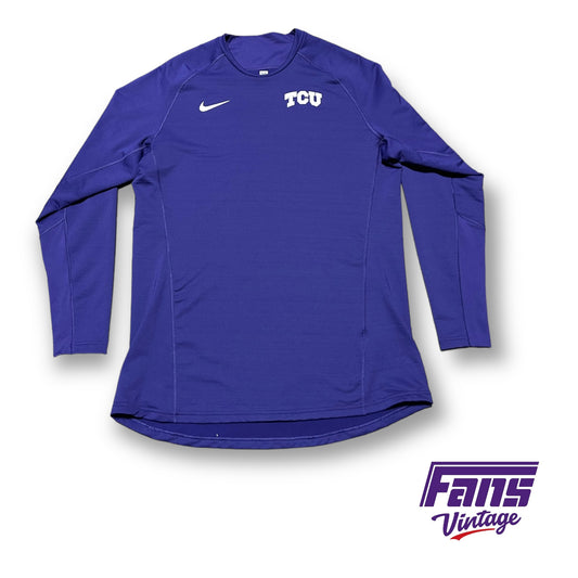 TCU Baseball Team Issue - Player Worn Purple Nike Training Thermal Shirt