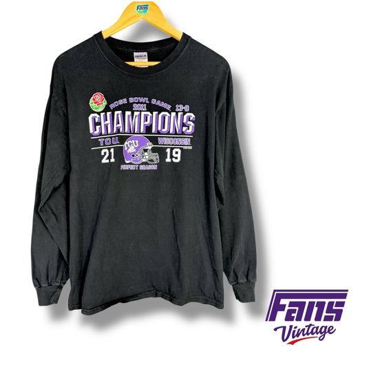 TCU Rose Bowl Champions 2011 Long Sleeve Shirt - Rare Print! Double Sided Undefeated Season Commemorative