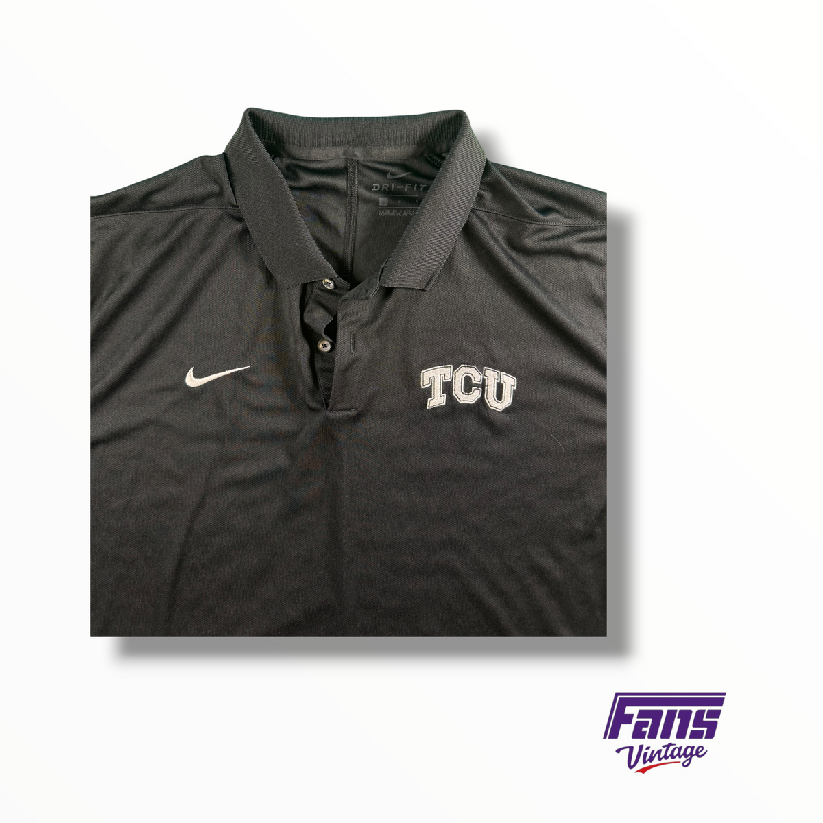TCU Basketball Team Issued Nike Dri-Fit Blackout Polo