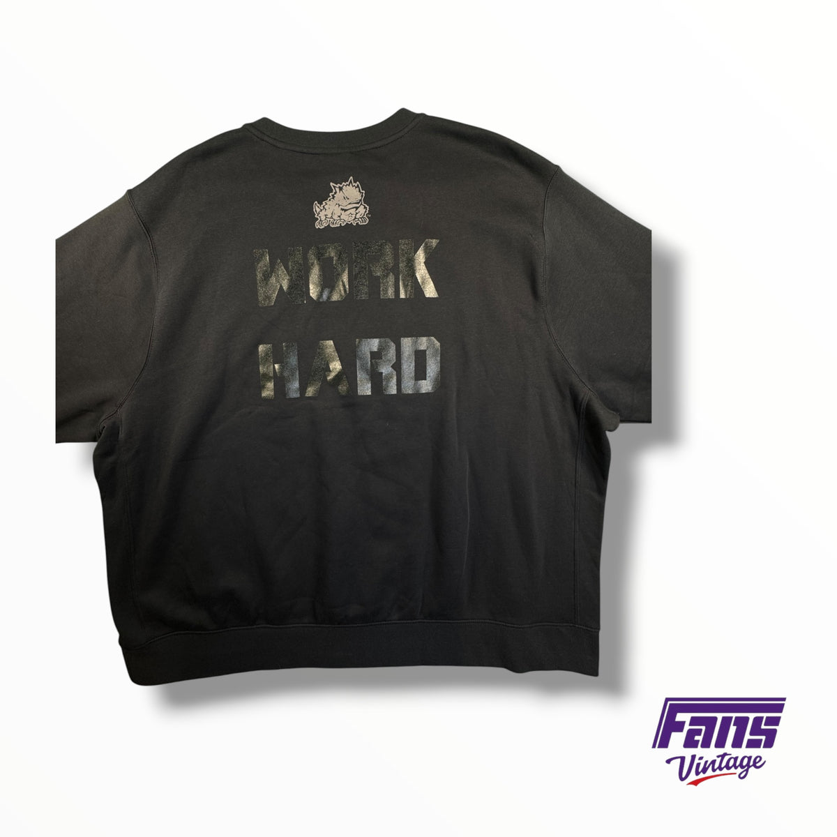 TCU Football Team Issued Nike ‘BLEAD PURPLE’ Strength & Conditioning Double Sided Blackout Crewneck Sweater